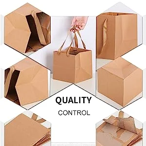 Reusable Square Large Paper Bags Boxes with Ribbon Handles for Cakes and Chocolates