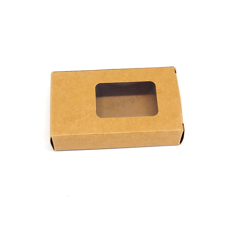 Biodegradable Kraft Paper Box with Window Simple Tuck Paper Packaging Custom Soap Display Box