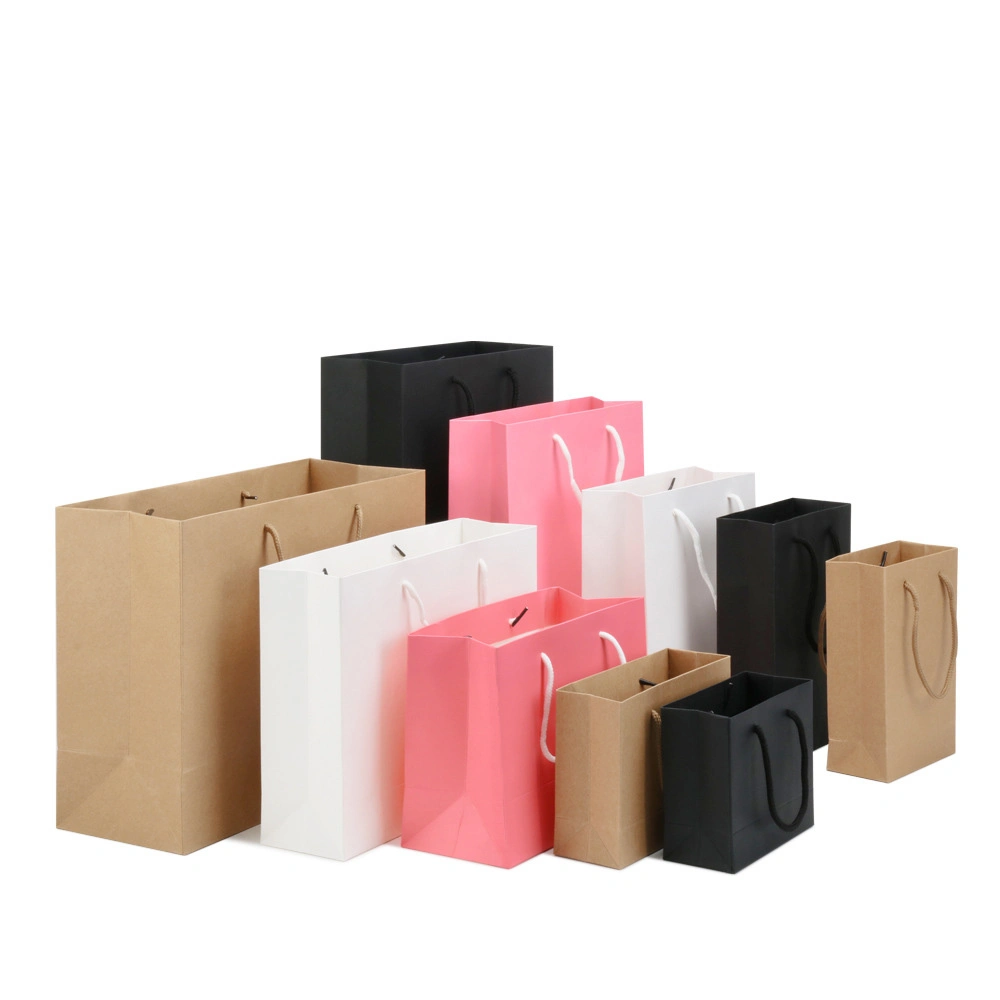 Wholesale Custom Brown White Gift Craft Kraft Shopping Paper Bags with Handle