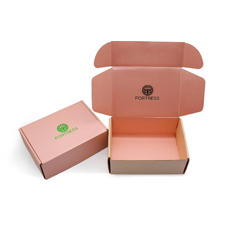 Custom Stock Premium Color Printing Folding Pink Paper Cardboard Corrugated Clothes/Dessert Packaging Paper Carton Box for Shopping Mail