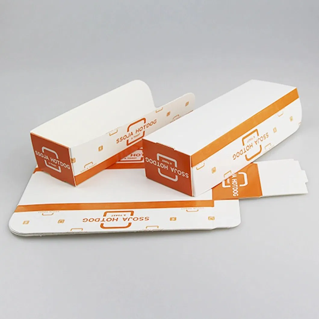 Disposable White Cardboard Food Packaging Lunch Snack Paper Hot Dog Box