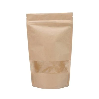 Kraft Packaging Bags Stand up Pouch Ziplock Food Small Brown Paper Bag with Window