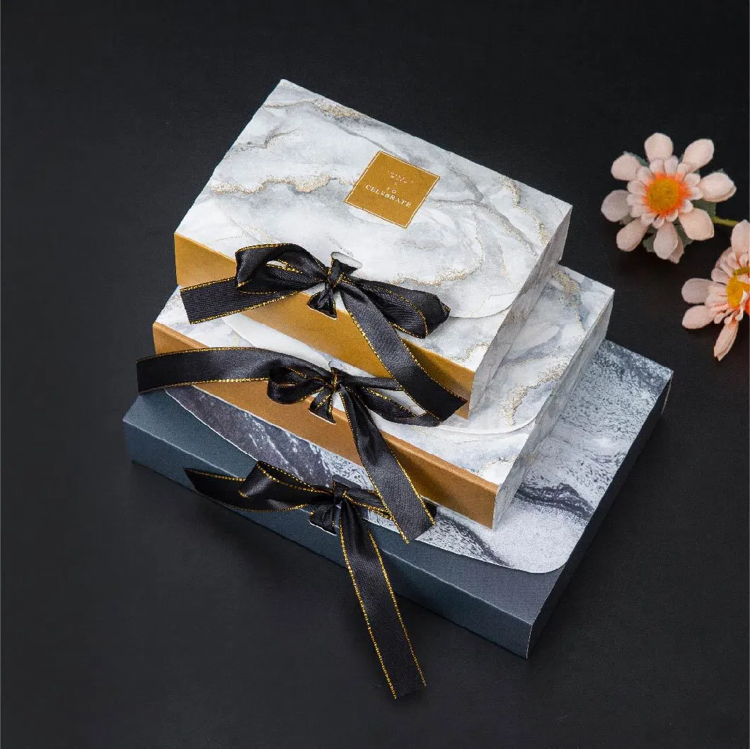 Luxury High Custom Logo Printed Closure Eco-Friendly Kraft Paper Jewelry Packaging Gift Box with Ribbon