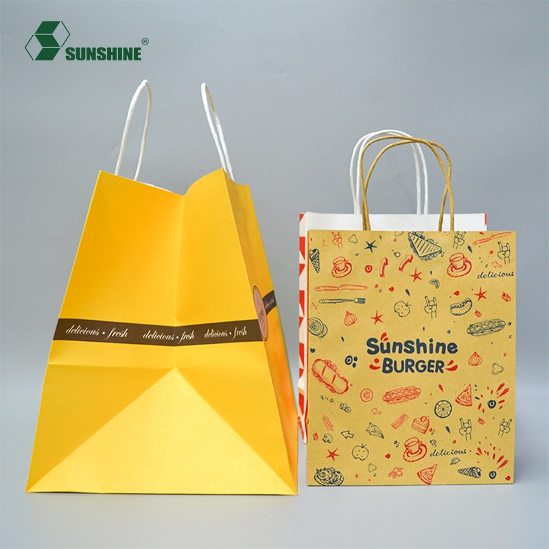 Customize Print Logo Brown to Go Lunch Take Away Bags