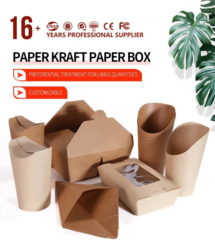 High-Class Kraft Paper Box with Handle for Pizza Hamburger Fried Chicken