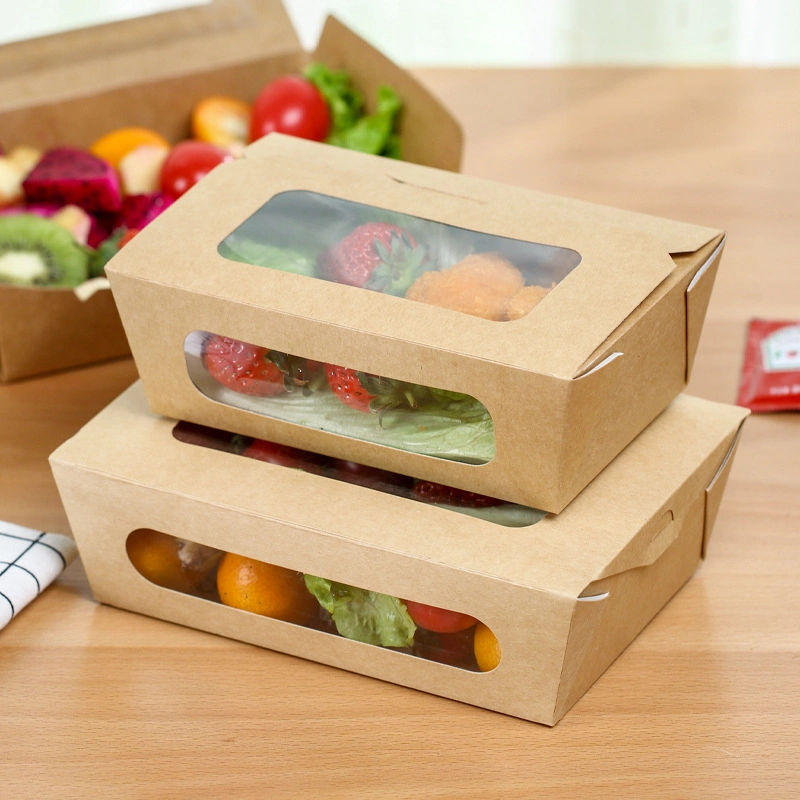 Sandwich Cake Food Box in Kraft Paper with Plastic Window