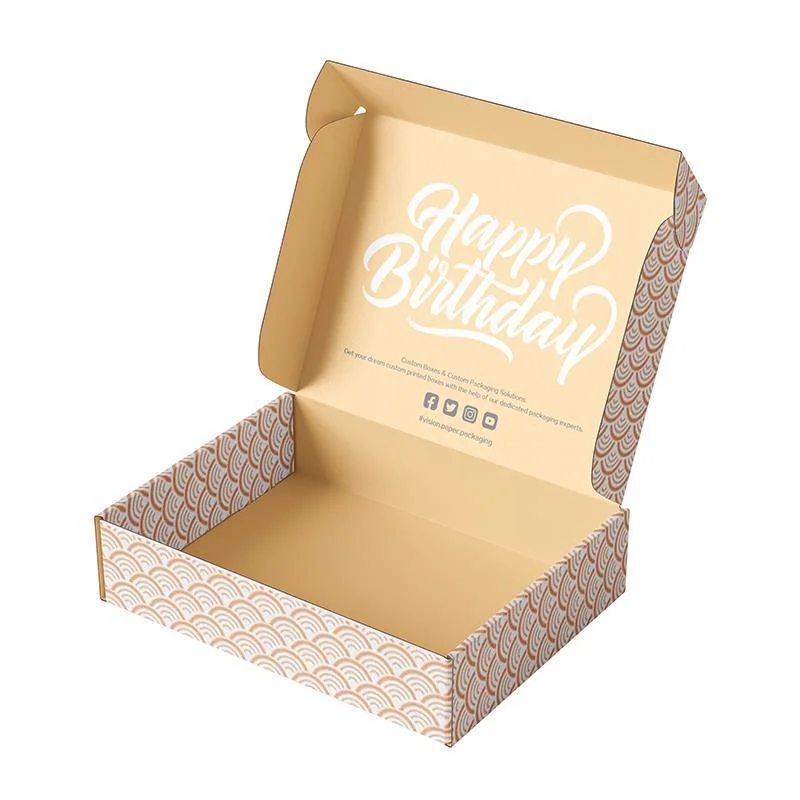 Square Shaped Corrugated Kraft Paper Packaging Gift Box, Recyclable Eco-Friendly Cardboard Carton Box