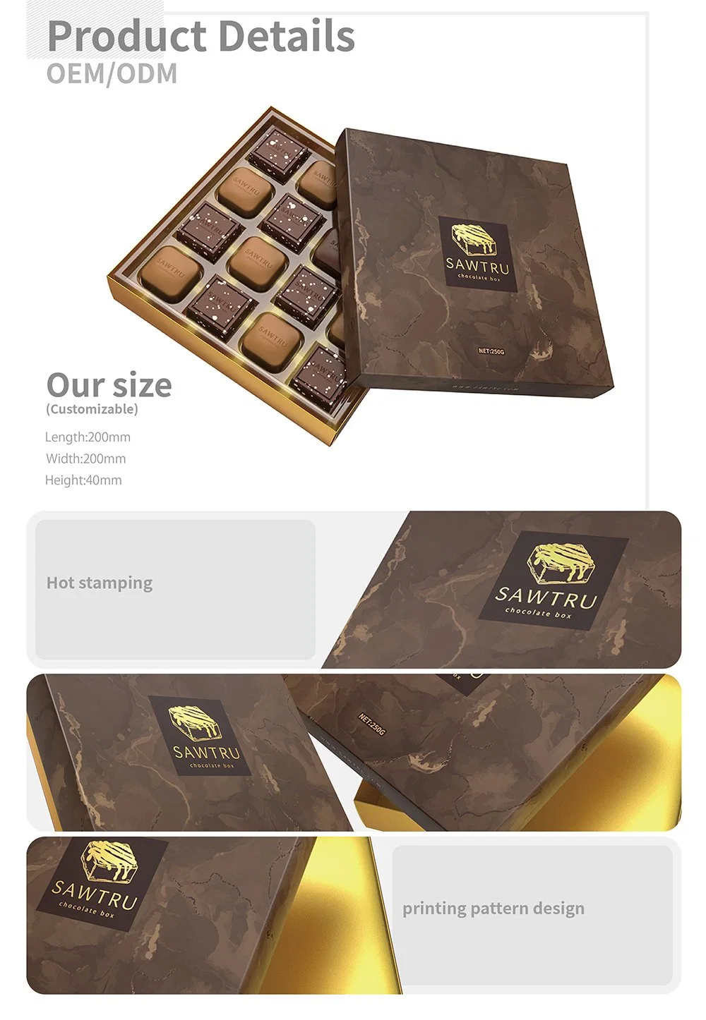 Custom Factory Wholsale New Design Chocolate Biscuits Food Paper Box