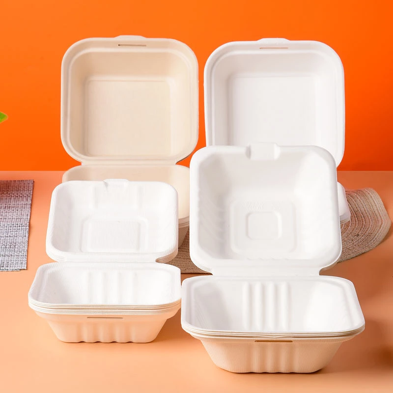 Eco-Friendly Biodegradable Food Takeaway Container Disposable Food Paper Box Packaging