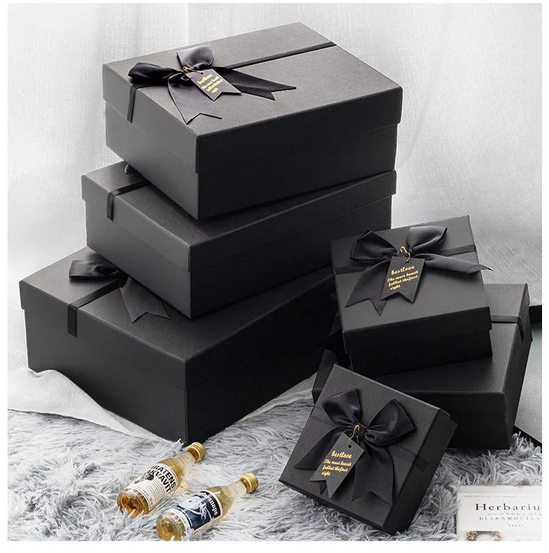 Exquisite Luxury Black Matte Lipstick Cup Rectangular Heaven and Earth Cover Gift Paper Packaging Box