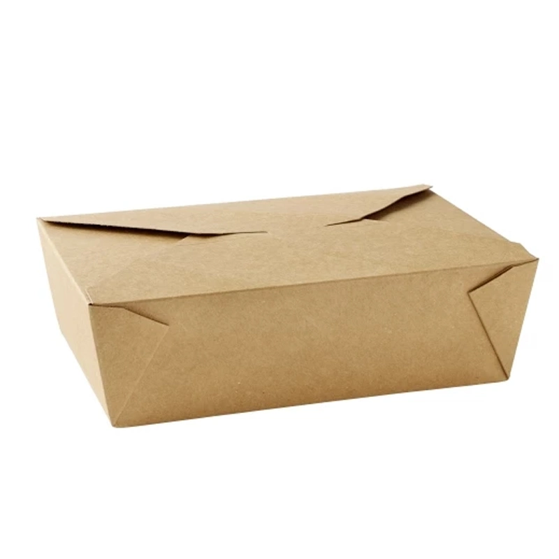 Custom Biodegradable FDA Flat Pack Easy Folding Food Grade Grease Resistant Takeaway Kraft Paper Hamburger Lunch Container Box