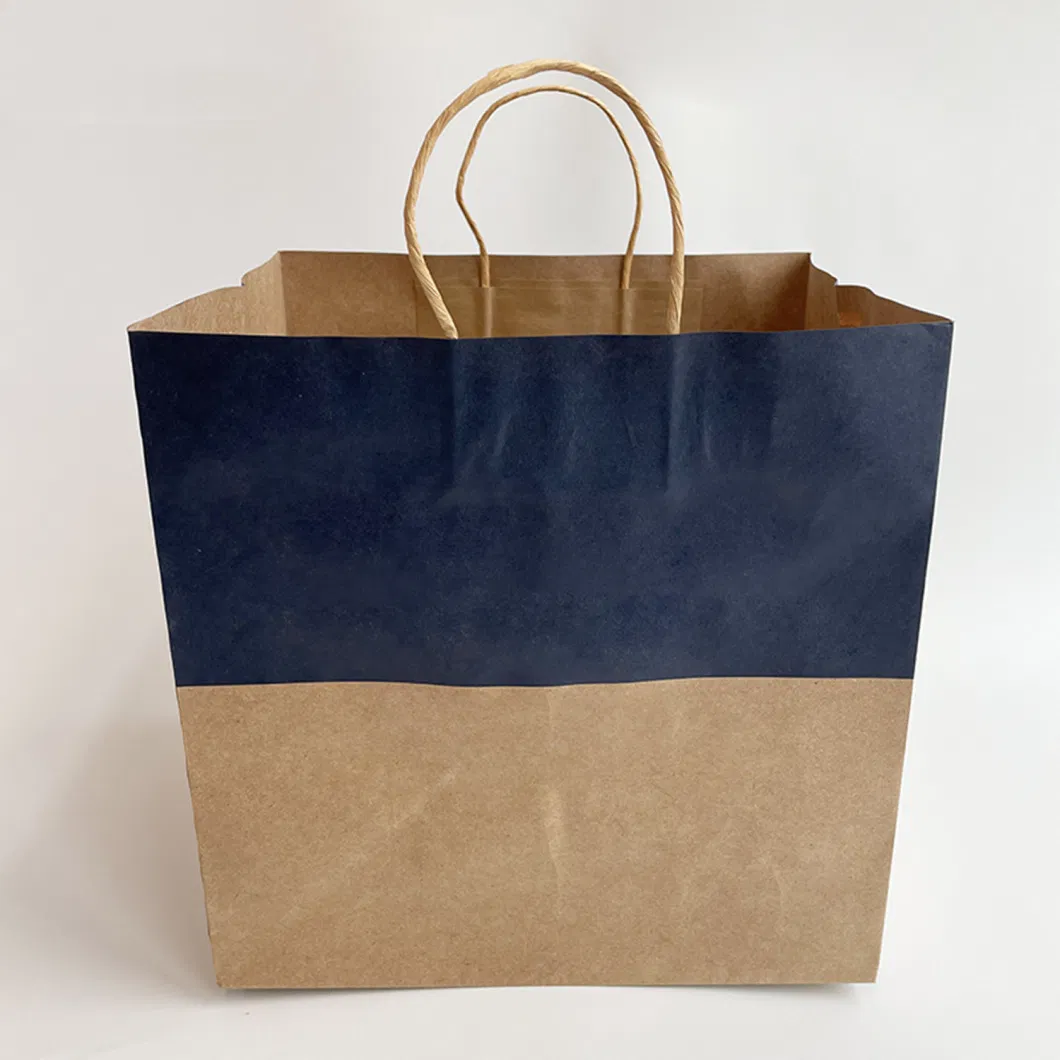 Wholesale Custom Packaging Brown Kraft Paper Bag for Pizza Shopping Bags Takea Way Extra Large Wide Base Bottom