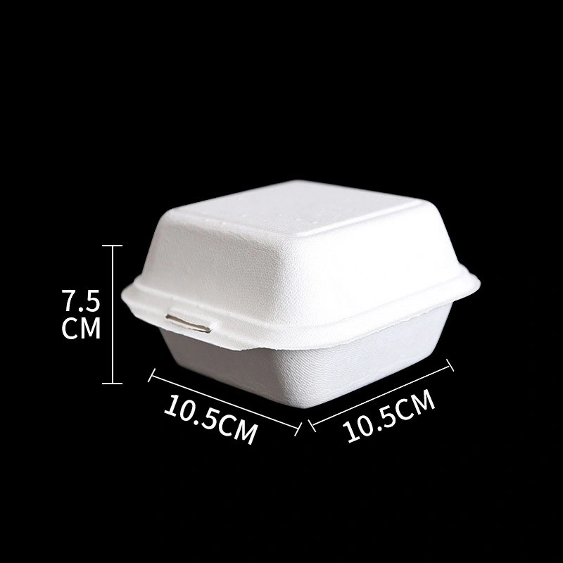 Disposable Biodegradable Paper Lunch Box Sugarcane Bagasse Clamshell Burger Take out Box