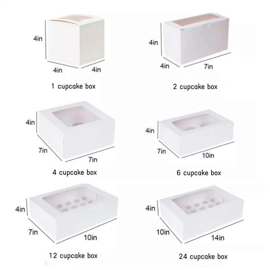 White Kraft Bakery Cake Boxes with Insert and Window