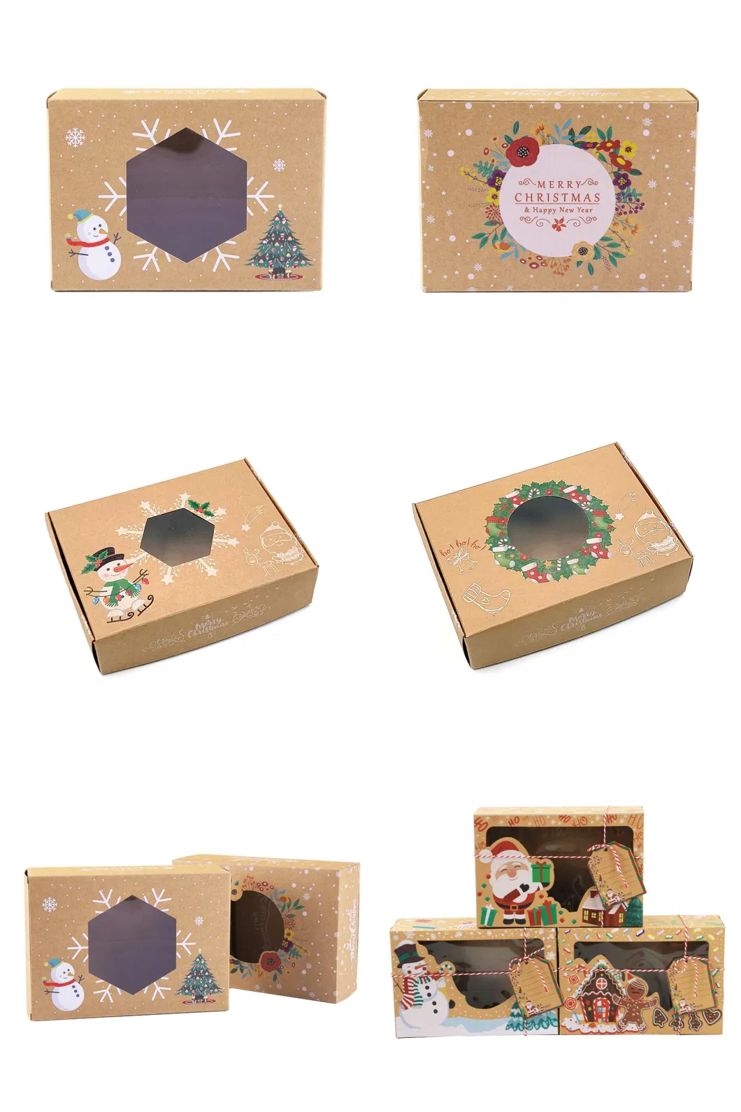 Custom Logo Printed Christmas Chocolate Cookies Gift Box Brown Kraft Paper Scarf Packaging Box