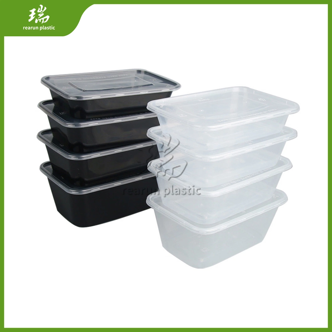 Rearun Disposable Paper Lunch Box Manufacturing Plastic Lunch Box Disposable China Rectangle Disposable Plastic Container for Food Takeaway