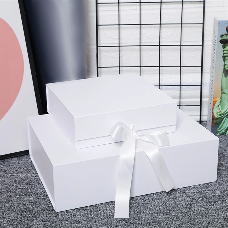 Foldable Rigid Cardboard Cosmetics Makeup Jewelry Clothes Magnetic Paper Gift Packing Box for Watch Wedding Party Christmas Festival Gift Packaging with Ribbon