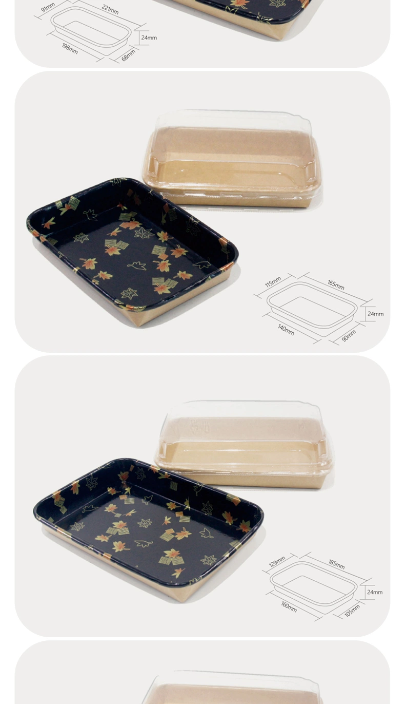 Disposable Food Packaging Kraft Paper Box with Clear Anti Fog Pet Window for Sushi and Salad