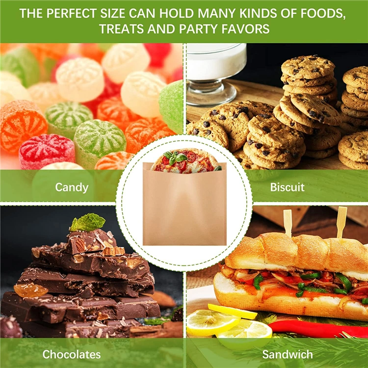 Food Grade Oil Proof Paper Greaseproof Wrappers Food Brown Bag for Sweets Lunch Burger Wrap Bread Fries