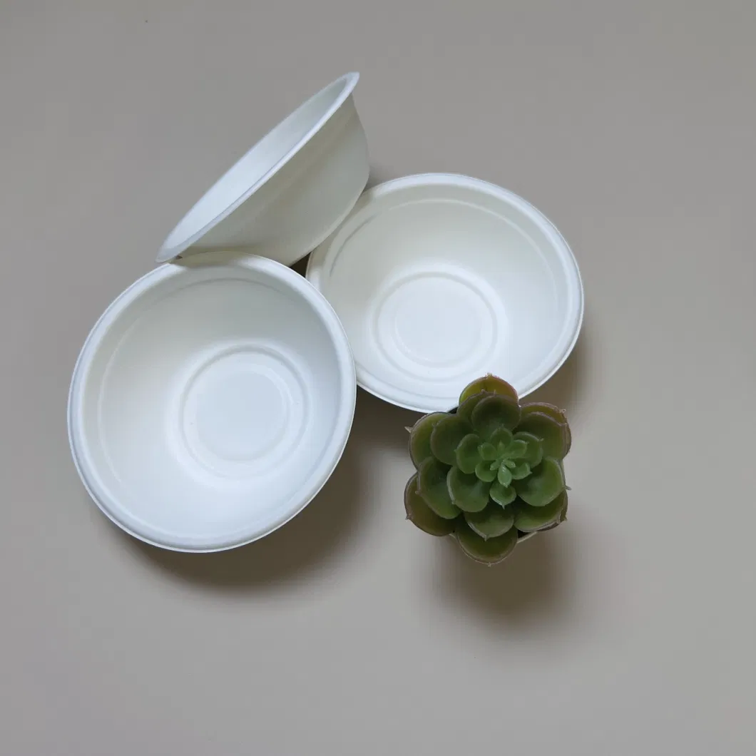 Biodegradable Eco Friendly Sugarcane Bagasse White Compostable Disposable Soup Food Paper Round Bowls