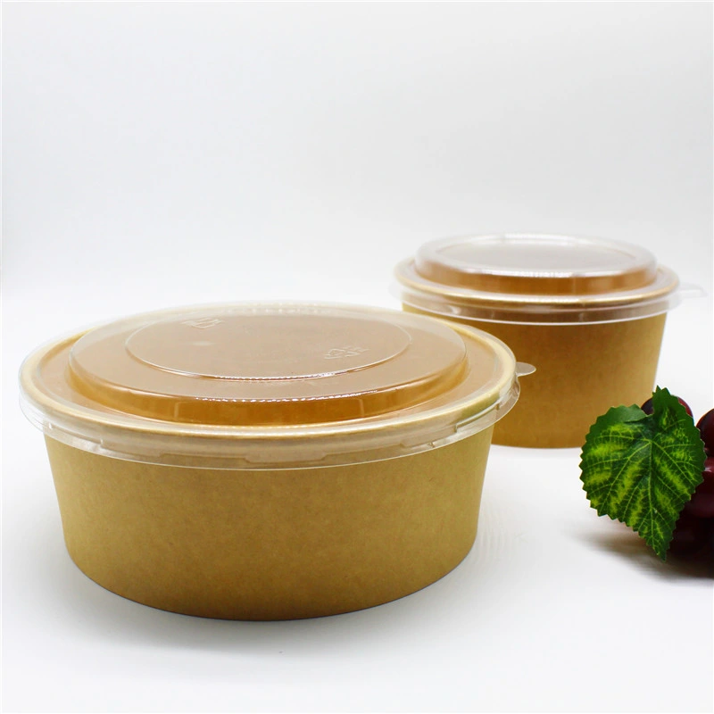 1000ml 1100ml 1300ml Compostable PLA Paper Kraft Salad Box with Lid