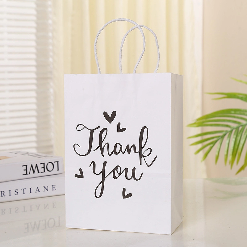 Custom Small Souvenir Gold Stamping Thank You Gift Carrier Carrier Bag White Kraft Paper Bags