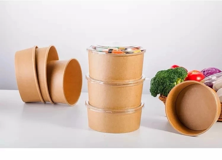 1000ml 1100ml 1300ml Compostable PLA Paper Kraft Salad Box with Lid