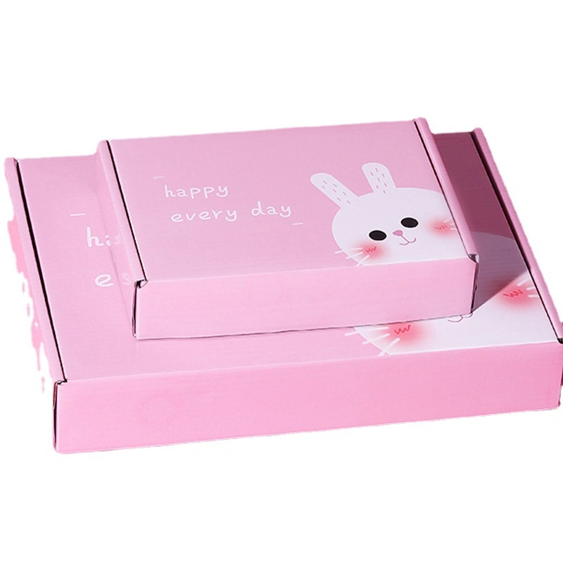 Custom Stock Premium Color Printing Folding Pink Paper Cardboard Corrugated Clothes/Dessert Packaging Paper Carton Box for Shopping Mail