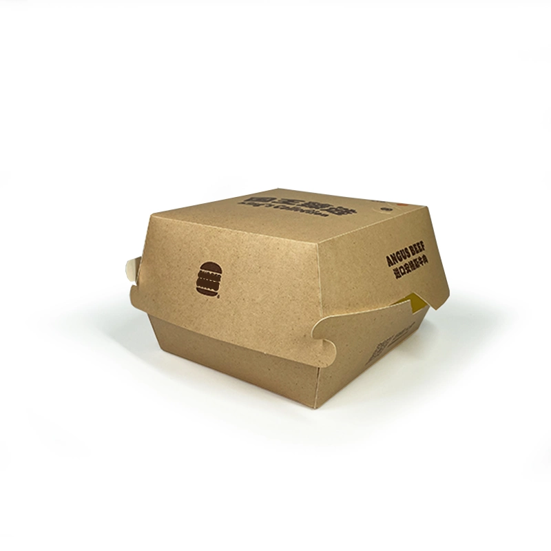 Eco Friendly Compostable Kraft Paper Take Away Food Burger Hamburger Box