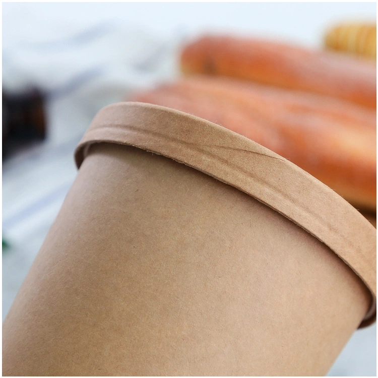 Custom Logo Take Away Disposable Soup Cup Kraft Paper Bowl with Lid