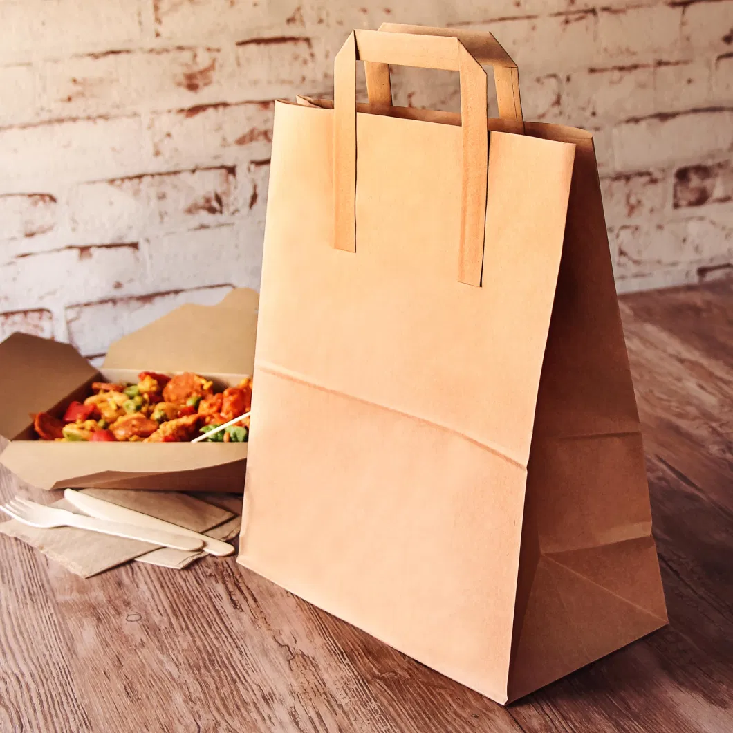 Brown Kraft Paper Takeaway Carrier Bag Large 10&quot;X 15.5&quot;X 12&quot; Paper Bag