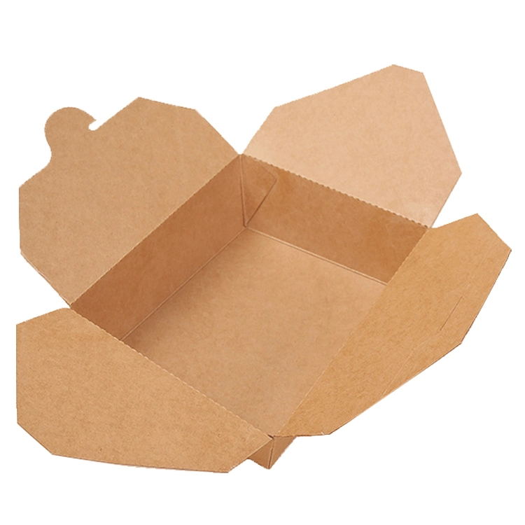 Kraft Paper Rectangular Snack Biodegradable Disposable Packing Eco Paper Lunch Food Take Away Box