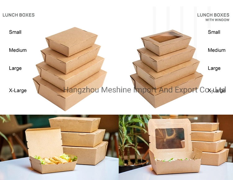 Disposable Take Away Kraft Lunch Box for Fast Food Packaging Paper Wrapping Container Paper Boxes