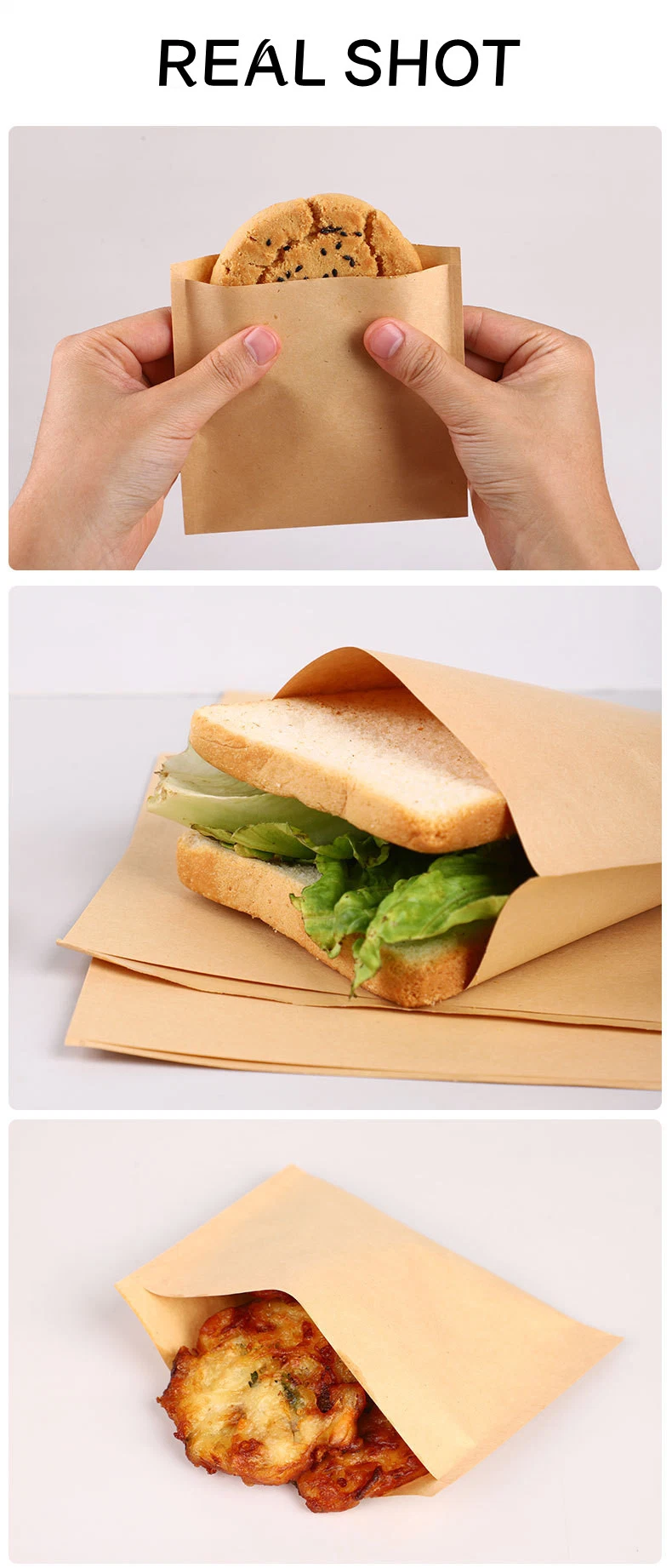 Wholesale Custom Small White Brown Kraft Fast Food Square Bottom to Go Takeaway Paper Lunch Bags