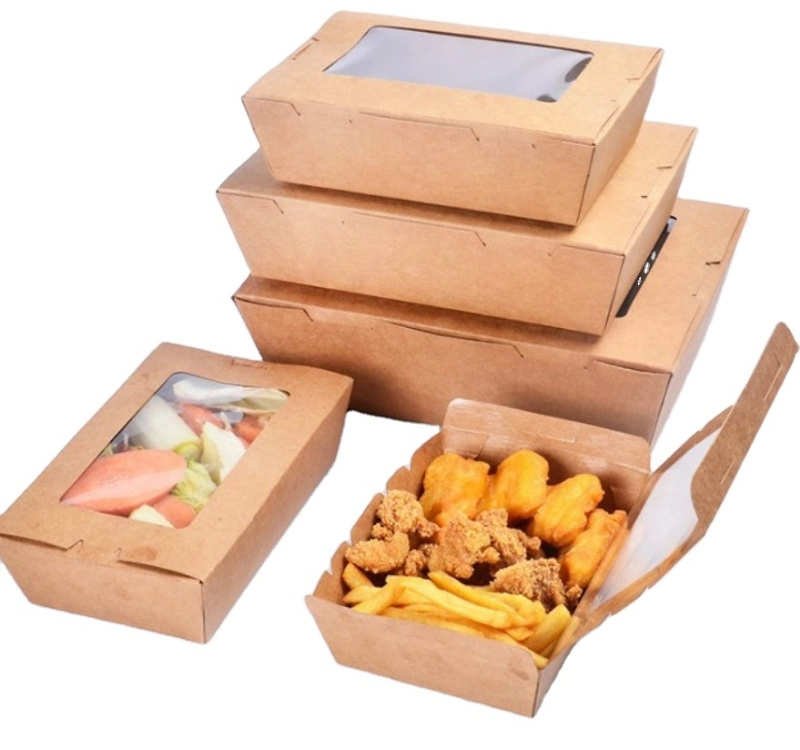 Degradable Takeaway Fast Food Packaging Food Container Paper Boxes Pizza Container Lunch Box Printing Book Service Puzzle Paper Box Burger Food Packaging