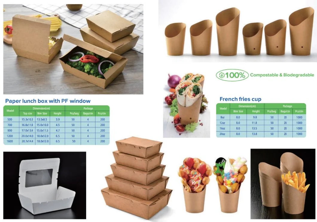 Food Box Take out Disposable Container Box Kraft Paper Packaging