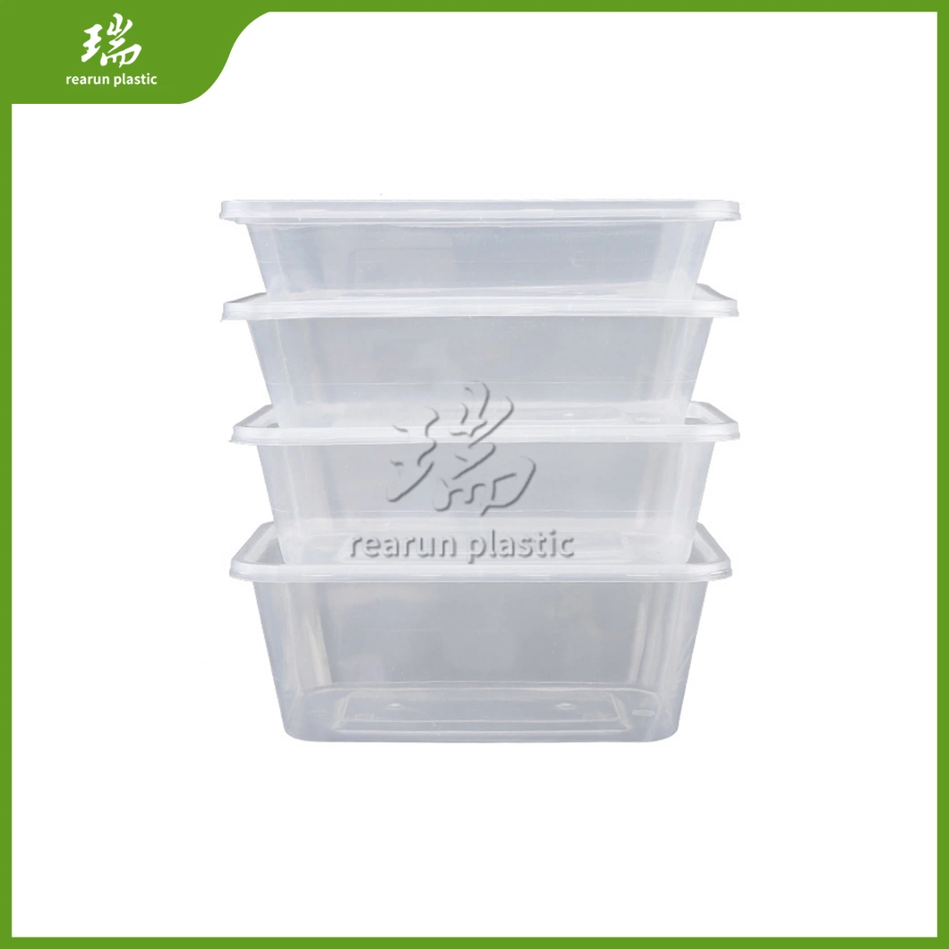 Rearun Disposable Paper Lunch Box Manufacturing Plastic Lunch Box Disposable China Rectangle Disposable Plastic Container for Food Takeaway