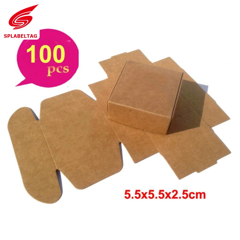 Kraft Paper Window Box, Small Kraft Jewelry Soap Wedding Boxes Mini Square Gift Packing Boxes