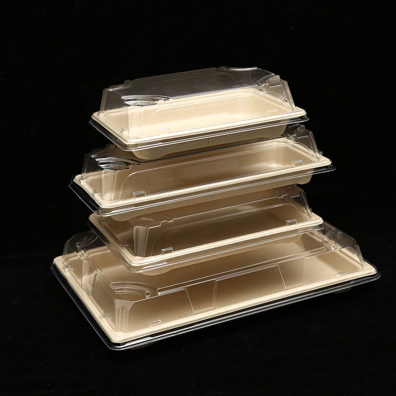 Lunch Sushi Takeaway Box Eco Friendly Degradable Fast Food Packaging Box Customized Logo