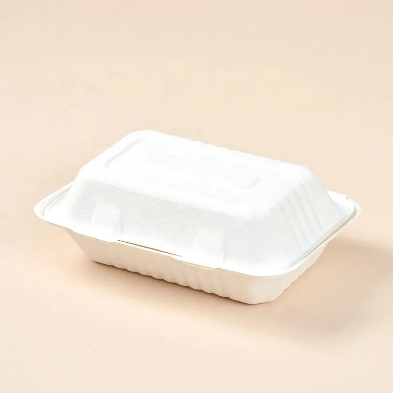 New Year Sales Disposable Takeaway Paper Clamshell Sugarcane Bagasse Burger Meal Box