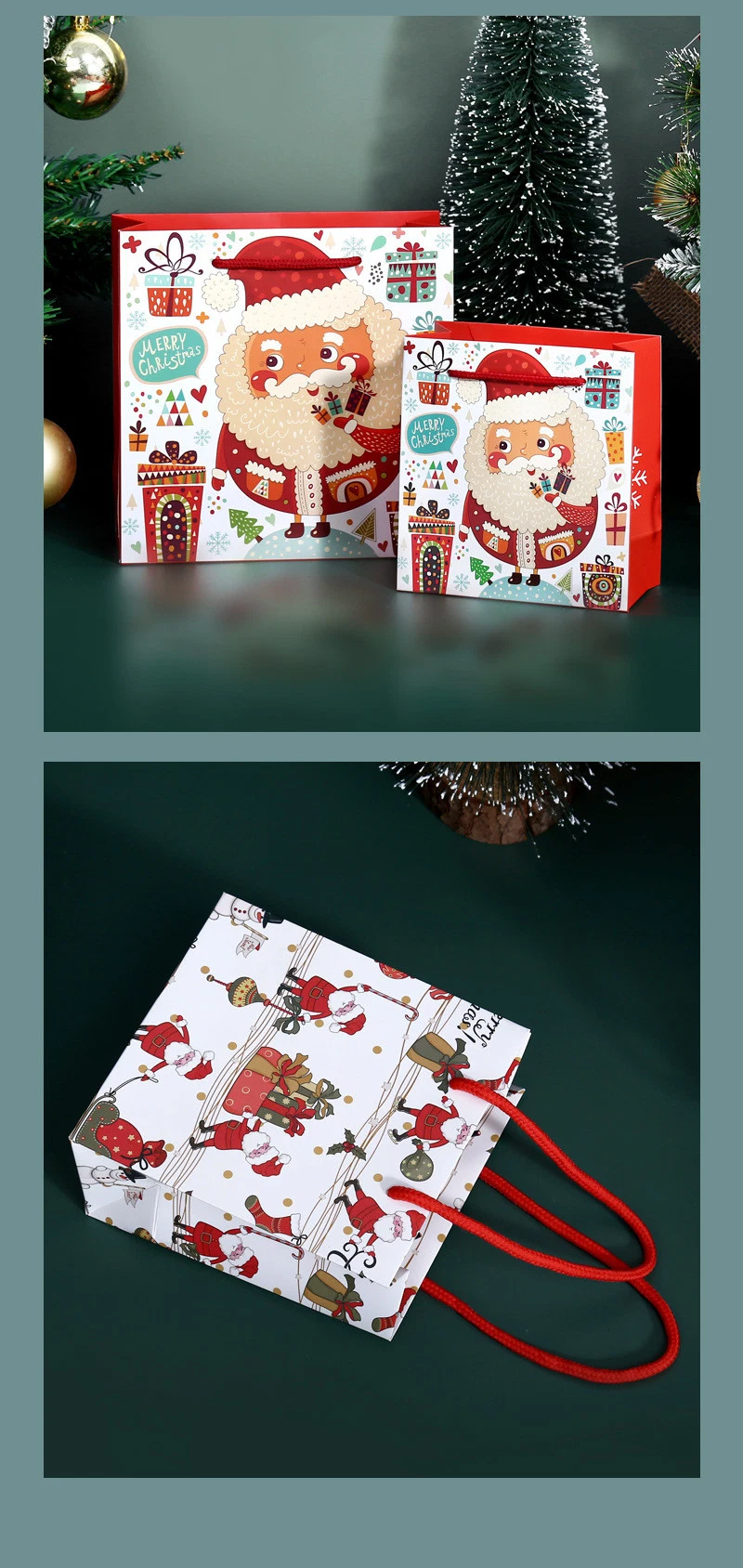 Christmas Custom Brand Jewelry Luxury Cartoon Shop Boutique Retail Carry Shopping Gift Paper Bag