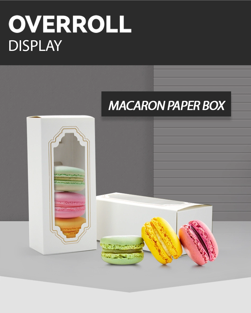 Customized White Gift Food Sweet Cookie Biscuit Macaron Packing Cardboard Paper Display Box