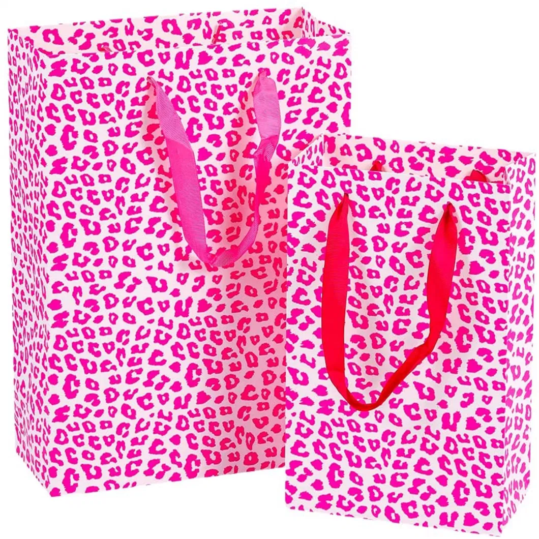 Pink Custom Printed Shopping Bag Small Gift Packaging Paper Bags