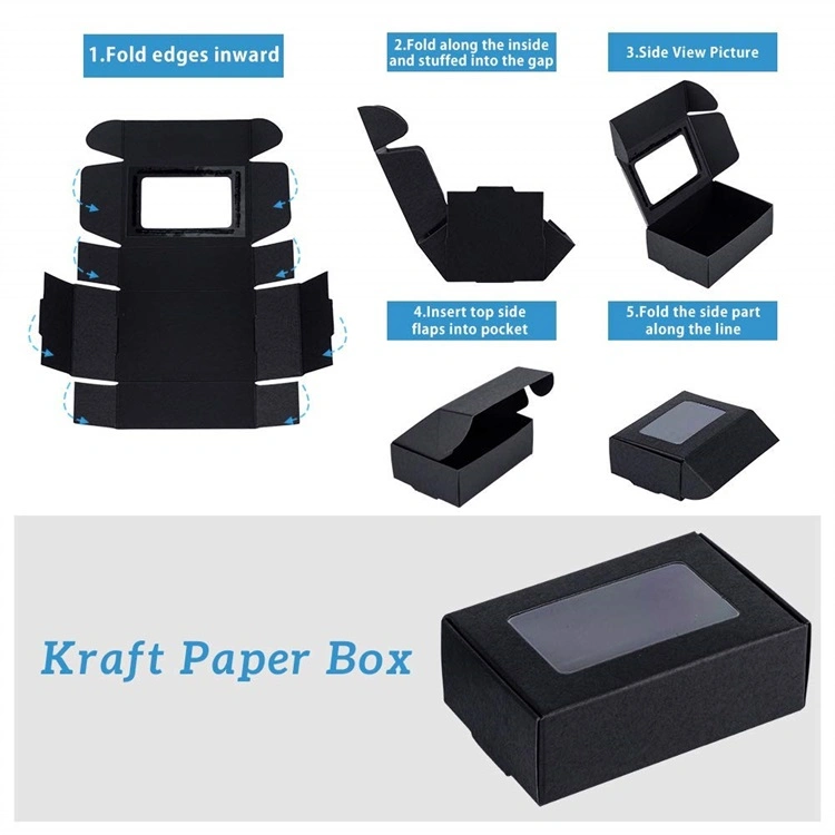 Customized Rectangle Present Packaging Box Treat Box Mini Kraft Paper Box with Window