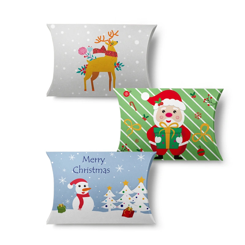 Free Sample Custom Printing Christmas Candy Pillow Paper Boxes Packaging New Fashion Design Biscuit Creative Gift Box