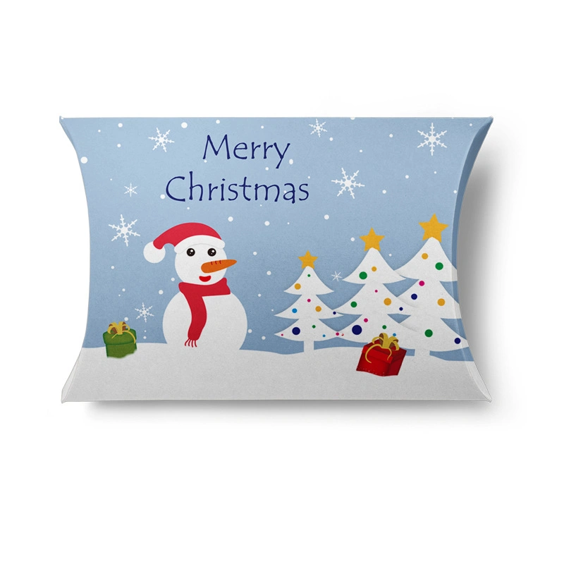 Free Sample Custom Printing Christmas Candy Pillow Paper Boxes Packaging New Fashion Design Biscuit Creative Gift Box