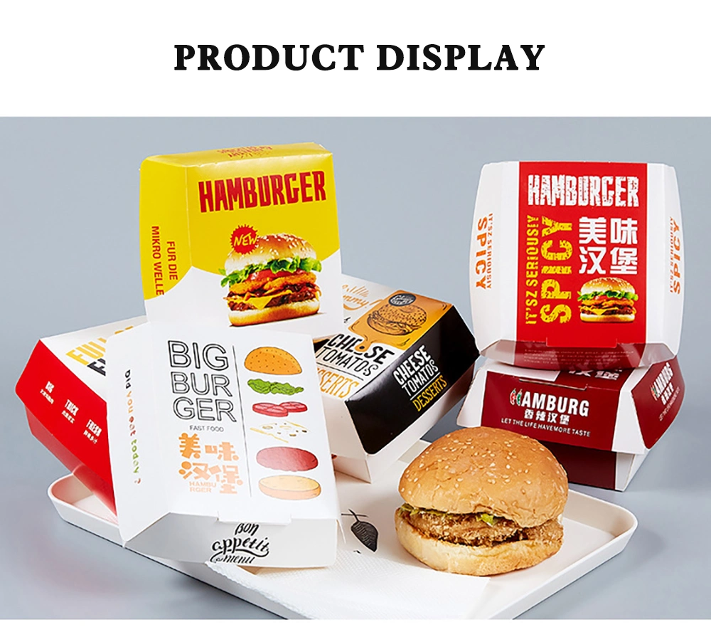 Custom Disposable Food Grade Foldable Cardboard Hamburger Packaging Box Food Packaging Box