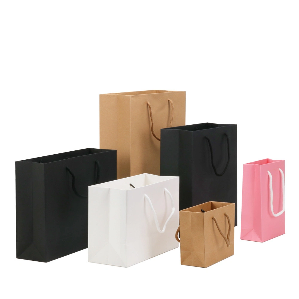 Wholesale Custom Brown White Gift Craft Kraft Shopping Paper Bags with Handle