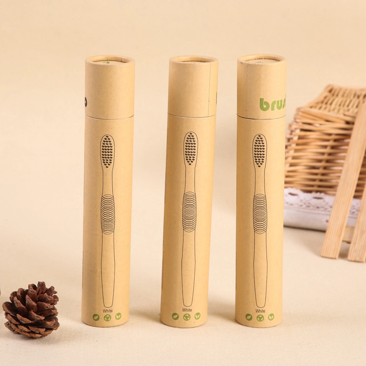 Custom Cylinder Paper Tube Packaging Box Brown Gift Box with Cmyk for Bamboo Toothbrush