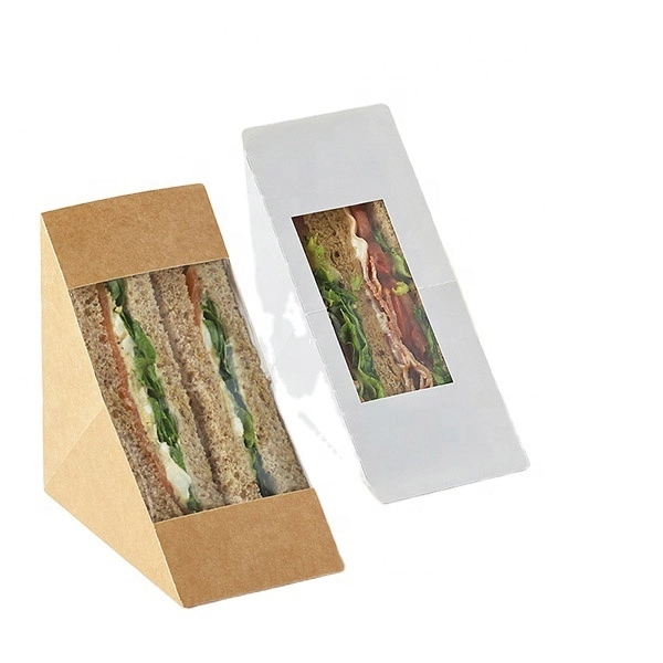 Custom Food Grade Hamburger Bakery Bread Paper Triangle Packaging Sandwich Box